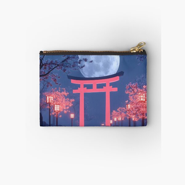 Item preview, Japanese torii moon sakura lantern garden reflection shrine designed and sold by mildaclairmo.