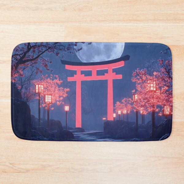 Item preview, Japanese torii moon sakura lantern garden reflection shrine designed and sold by mildaclairmo.