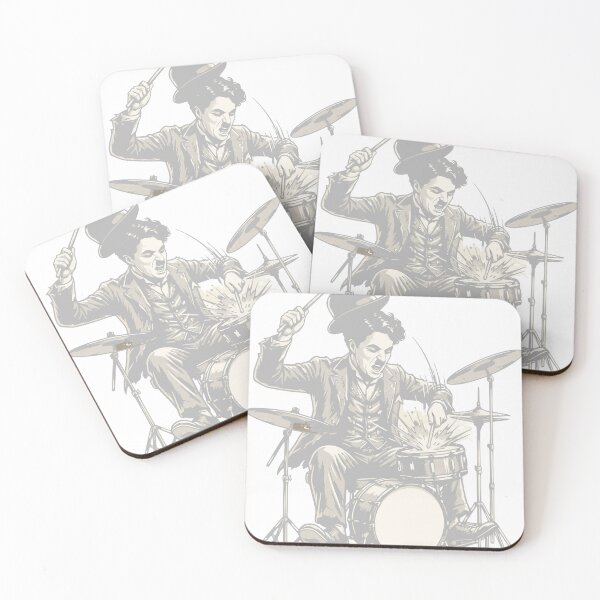 Item preview, Charlie Chaplin Playing Drummer Vintage Rocker Tee designed and sold by DoubleK-Factory.