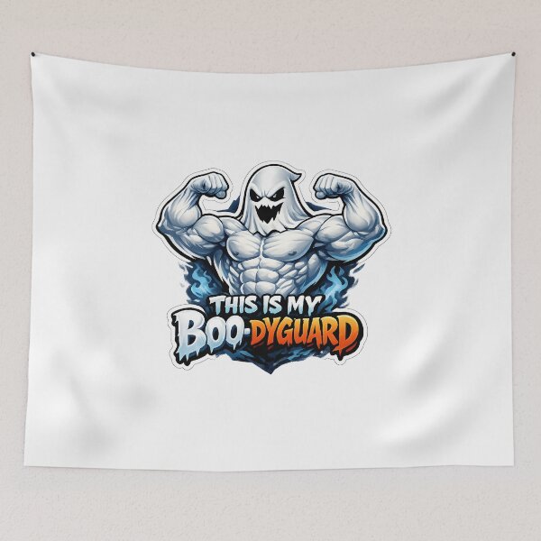 Item preview, This Is My Boo-Dyguard Funny Muscular Ghost Halloween Gym T-Shirt designed and sold by HectorStore11.