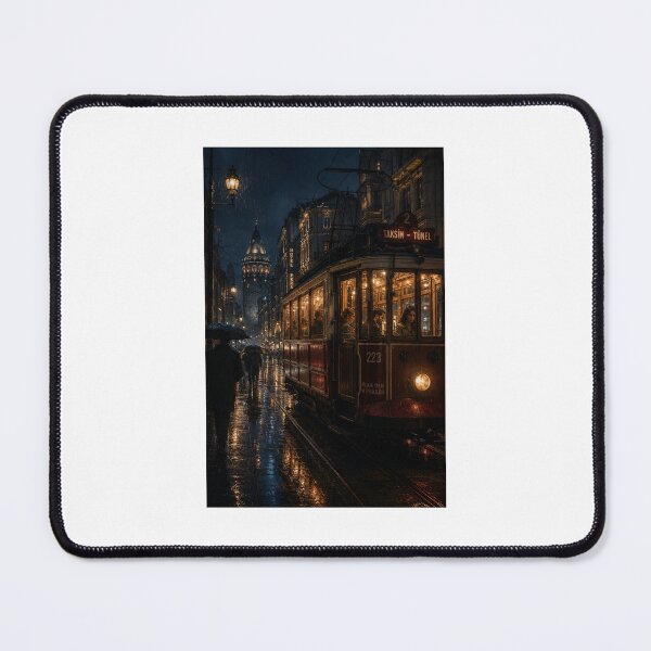Item preview, The Last Tram Home Cinematic Rainy City Art designed and sold by TaiwoDesigns.