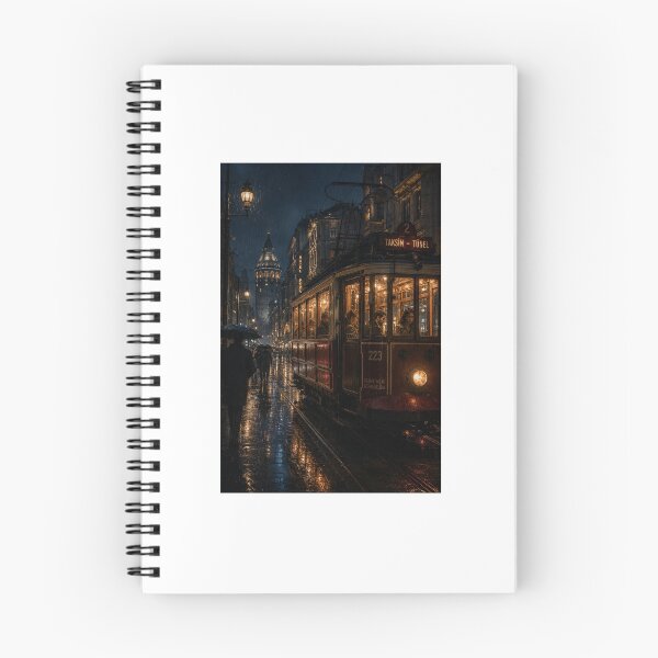 Item preview, The Last Tram Home Cinematic Rainy City Art designed and sold by TaiwoDesigns.