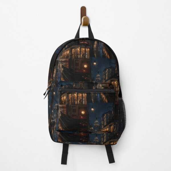 Item preview, The Last Tram Home Cinematic Rainy City Art designed and sold by TaiwoDesigns.
