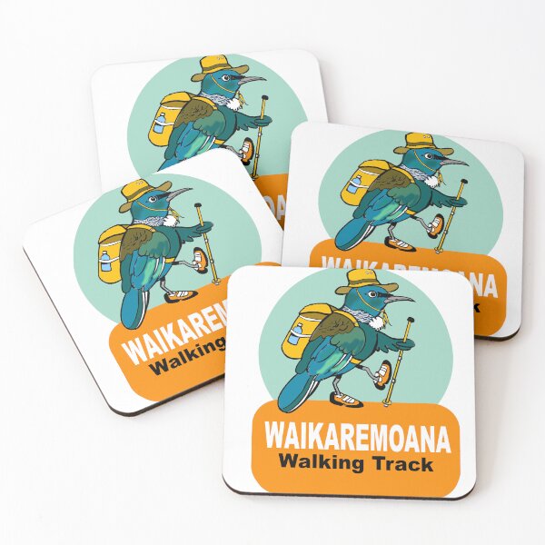 Item preview, Waikaremoana track cartoon tui hiker NZ designed and sold by Al Benge.