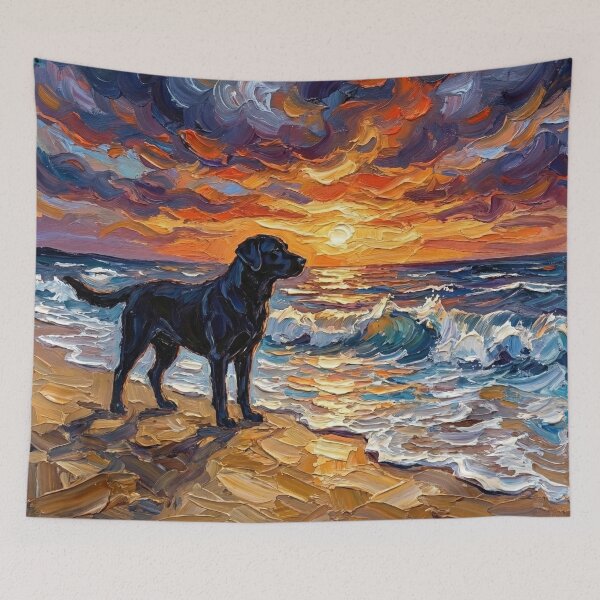 Item preview, Beach Night – Black Labrador designed and sold by AjaTrier.