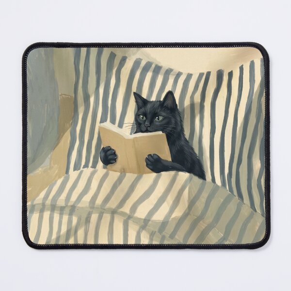 Item preview, Cat Reading – Black Cat Art, Cozy Bedroom Decor, Book-Loving Cat Illustration, Cat in Bed, Reading Decor, Cat and Book Art designed and sold by Knightofartx25.