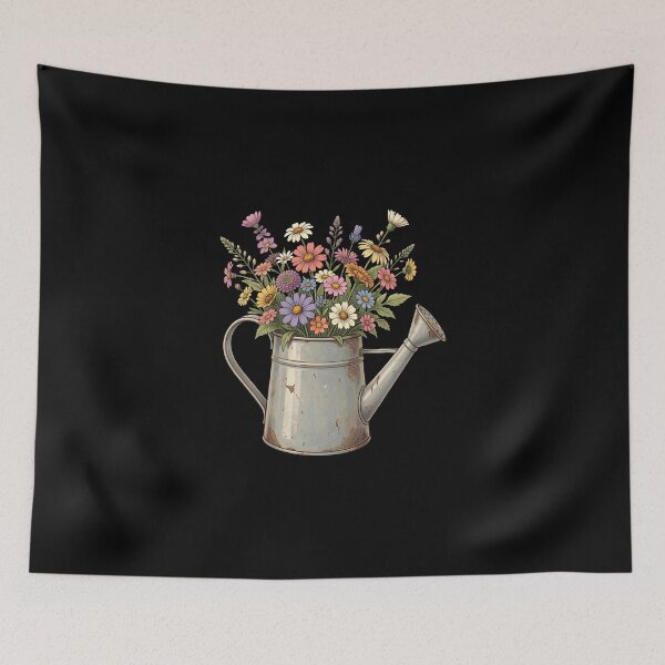 Item preview, Rustic Rusted Watering Can with Wildflowers Vintage Floral designed and sold by KCasual.