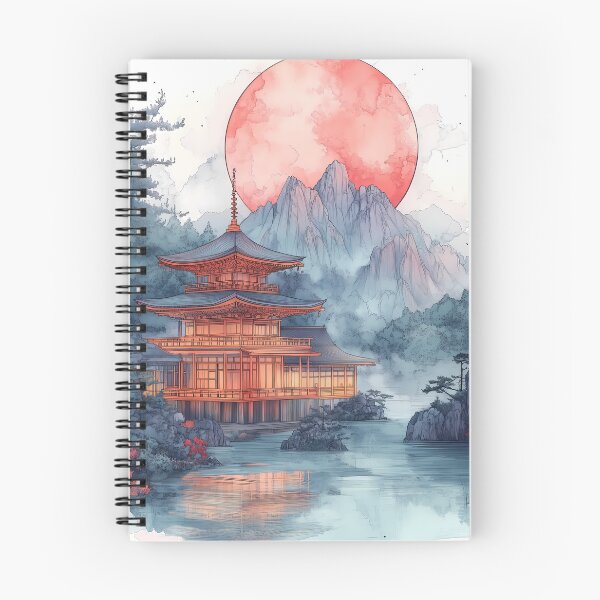 Item preview, Japanese Landscape Golden Pagoda Moonlit Sakura Mountain Dream designed and sold by earlobejerk.