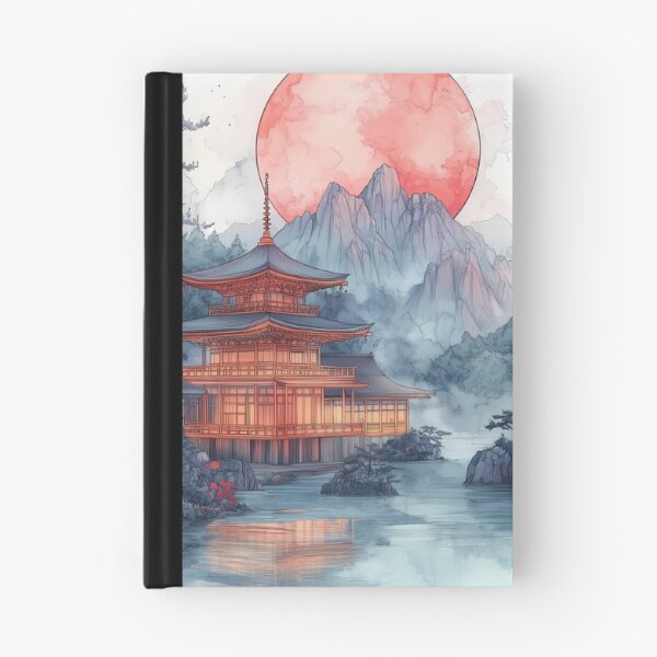 Item preview, Japanese Landscape Golden Pagoda Moonlit Sakura Mountain Dream designed and sold by earlobejerk.