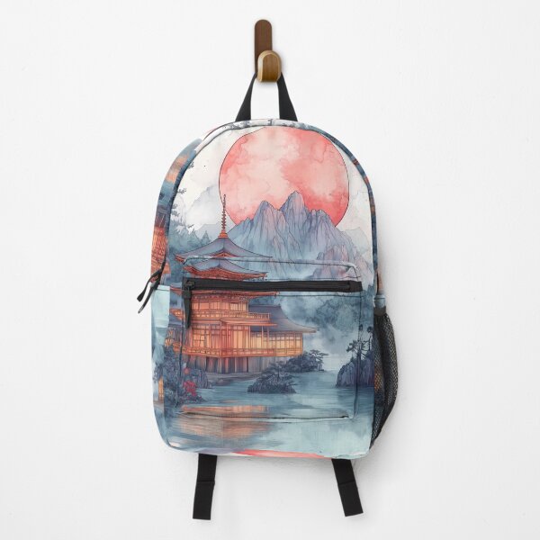 Item preview, Japanese Landscape Golden Pagoda Moonlit Sakura Mountain Dream designed and sold by earlobejerk.
