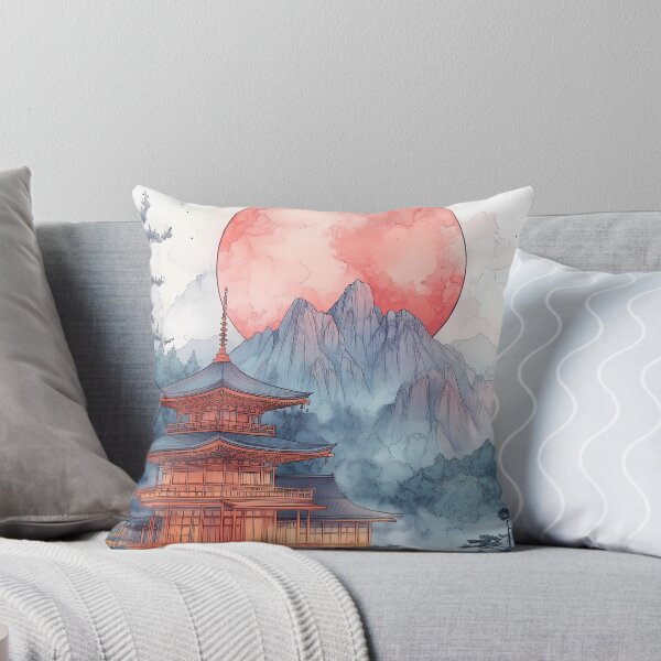 Item preview, Japanese Landscape Golden Pagoda Moonlit Sakura Mountain Dream designed and sold by earlobejerk.