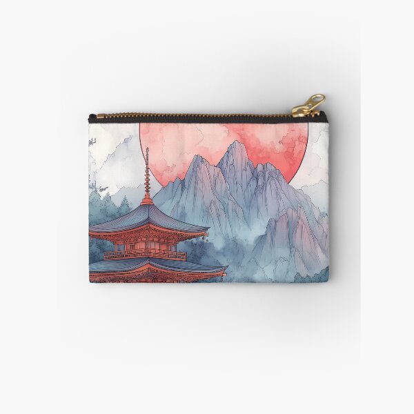 Item preview, Japanese Landscape Golden Pagoda Moonlit Sakura Mountain Dream designed and sold by earlobejerk.
