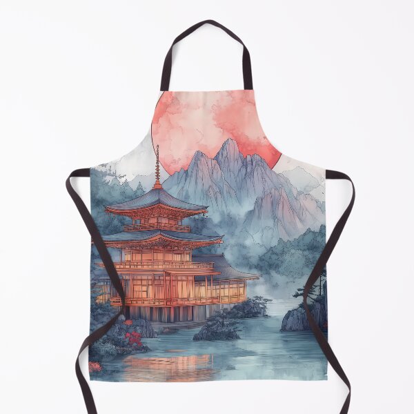 Item preview, Japanese Landscape Golden Pagoda Moonlit Sakura Mountain Dream designed and sold by earlobejerk.