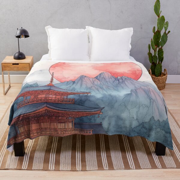 Item preview, Japanese Landscape Golden Pagoda Moonlit Sakura Mountain Dream designed and sold by earlobejerk.