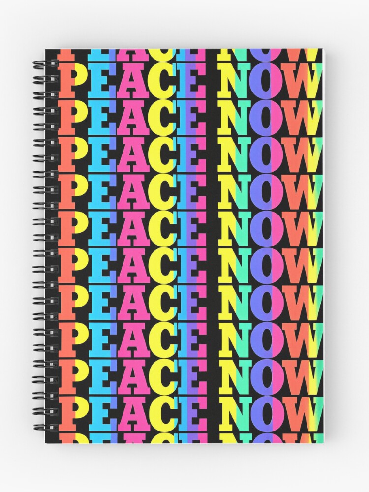 Thumbnail 1 of 3, Journal, Peace Now In Neon Rainbow Bold Pattern designed and sold by RamWikStudio.