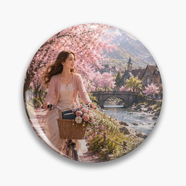 Item preview, The Cherry Blossom Bicycle Path Spring Wall Art designed and sold by TaiwoDesigns.