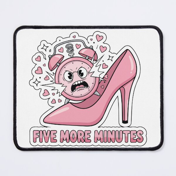 Item preview, "Five More Minutes" Funny Morning Struggle Graphic - Smashing Alarm Clock Art - Pink Aesthetic Y2K Humor designed and sold by BestChoiceService.