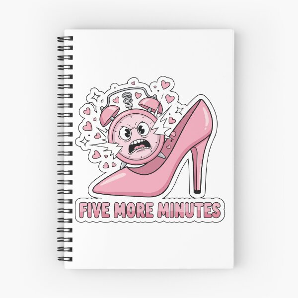 Item preview, "Five More Minutes" Funny Morning Struggle Graphic - Smashing Alarm Clock Art - Pink Aesthetic Y2K Humor designed and sold by BestChoiceService.