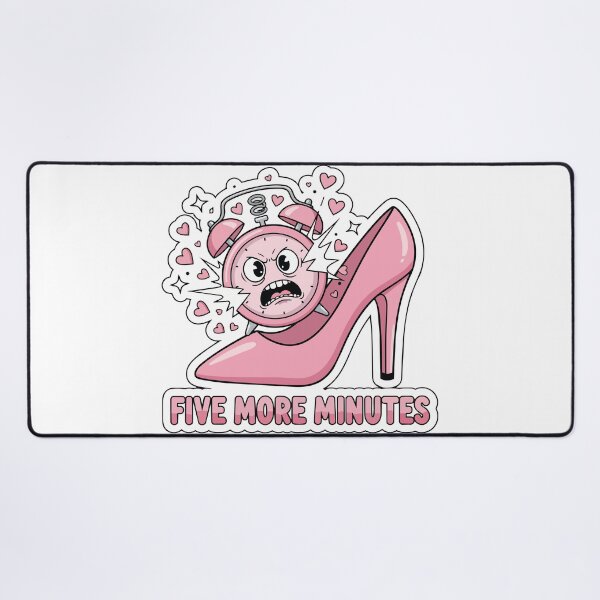 Item preview, "Five More Minutes" Funny Morning Struggle Graphic - Smashing Alarm Clock Art - Pink Aesthetic Y2K Humor designed and sold by BestChoiceService.