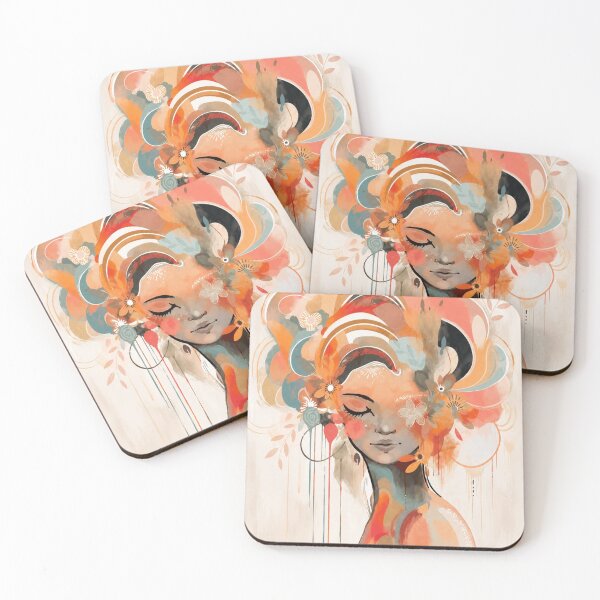 Item preview, Abstract Boho Woman Portrait | Modern Floral Wall Art | Colorful Contemporary Female Illustration designed and sold by  Mirai_Art.