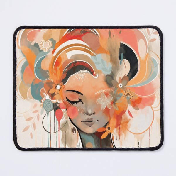 Item preview, Abstract Boho Woman Portrait | Modern Floral Wall Art | Colorful Contemporary Female Illustration designed and sold by  Mirai_Art.