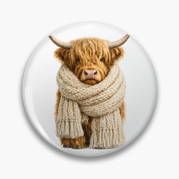 Item preview, Highland Cow with Giant Knitted Scarf Sticker – Cozy Cute Cow designed and sold by KawaiiOrbit.