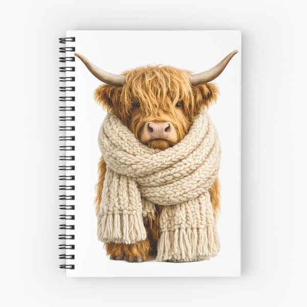 Item preview, Highland Cow with Giant Knitted Scarf Sticker – Cozy Cute Cow designed and sold by KawaiiOrbit.