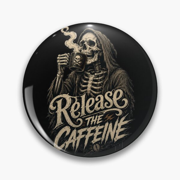 Item preview, Release the Caffeine Funny Grim Reaper Coffee Skeleton Halloween T-Shirt designed and sold by HectorStore11.