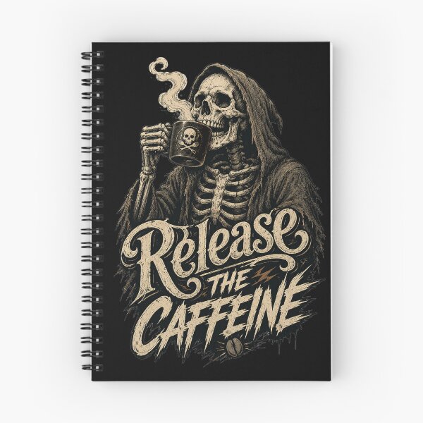 Item preview, Release the Caffeine Funny Grim Reaper Coffee Skeleton Halloween T-Shirt designed and sold by HectorStore11.