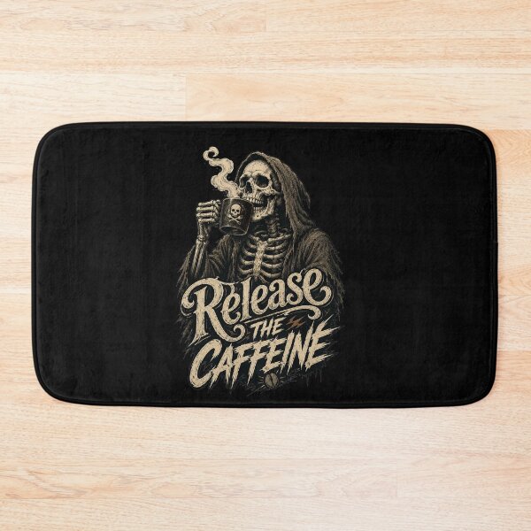 Item preview, Release the Caffeine Funny Grim Reaper Coffee Skeleton Halloween T-Shirt designed and sold by HectorStore11.