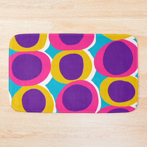 Item preview, Fun 70s Retro Pop Circles in Hot Pink, Mustard Yellow, Purple and Aqua designed and sold by Deutschic.