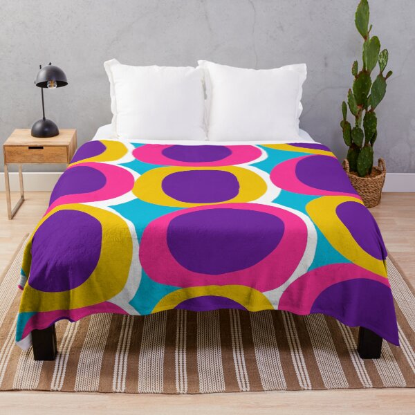 Item preview, Fun 70s Retro Pop Circles in Hot Pink, Mustard Yellow, Purple and Aqua designed and sold by Deutschic.