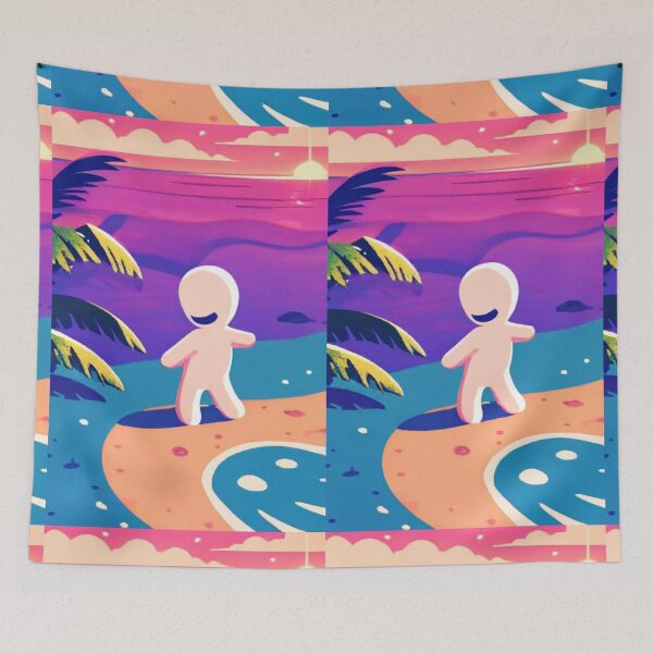 Item preview, Illustration - Stylized Minimalist Character, Joyful Coastal Landscape Allegory designed and sold by Zone--Gaming.