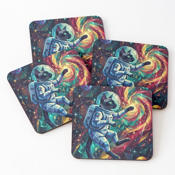 Item preview, Siamese Astronaut Cat Floats In Geometric Nebula designed and sold by HAPPY HARBOR DESIGN .