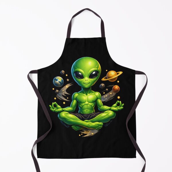 Item preview, Zero Gravity Alien Yoga Meditation – Premium Cosmic Cartoon Illustration designed and sold by builtforyou.