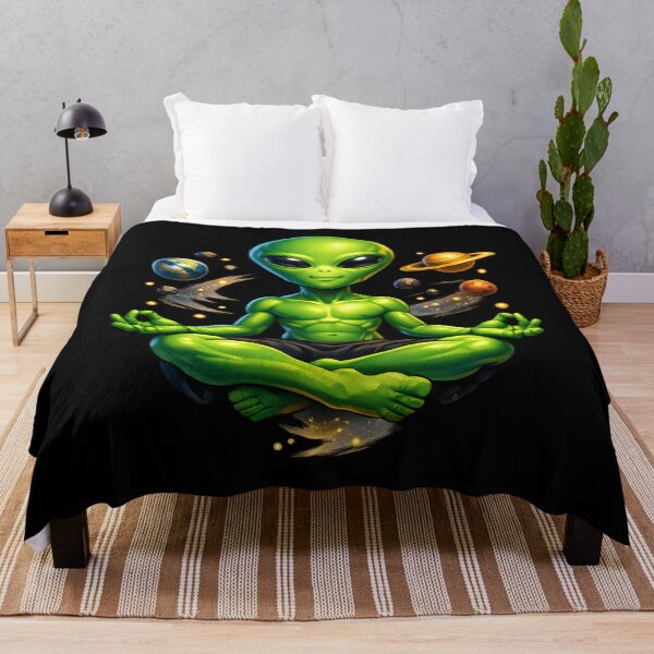 Item preview, Zero Gravity Alien Yoga Meditation – Premium Cosmic Cartoon Illustration designed and sold by builtforyou.