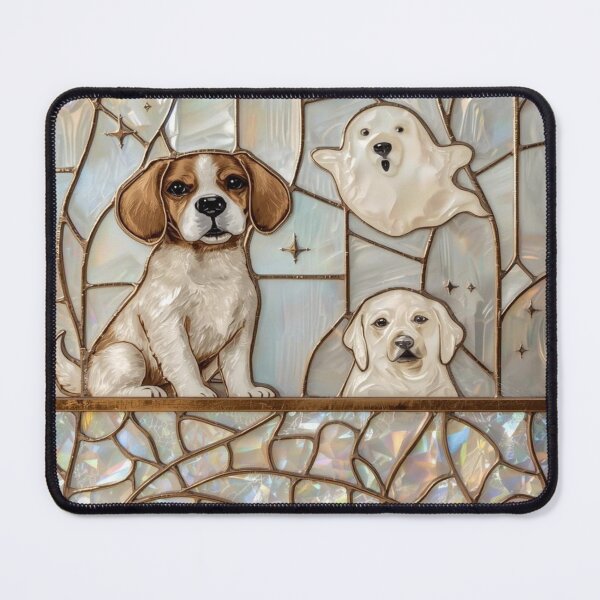 Item preview, Kawaii Halloween Puppies Stained Glass Ghosts designed and sold by BriSher.