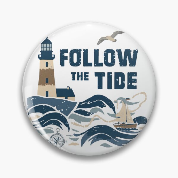 Item preview, Follow The Tide Vintage Lighthouse Coastal Nautical Adventure Ocean Waves Graphic designed and sold by ByMorad.