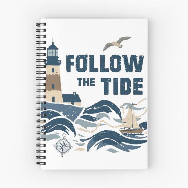 Item preview, Follow The Tide Vintage Lighthouse Coastal Nautical Adventure Ocean Waves Graphic designed and sold by ByMorad.