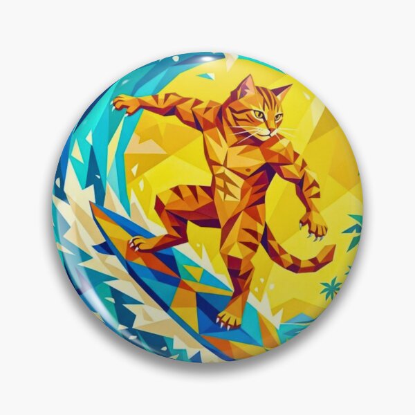 Item preview, Cubist Orange Tabby Cat Riding Massive Wave designed and sold by HAPPY HARBOR DESIGN .