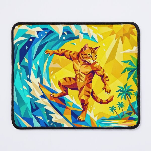 Item preview, Cubist Orange Tabby Cat Riding Massive Wave designed and sold by HAPPY HARBOR DESIGN .