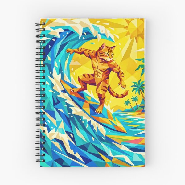 Item preview, Cubist Orange Tabby Cat Riding Massive Wave designed and sold by HAPPY HARBOR DESIGN .