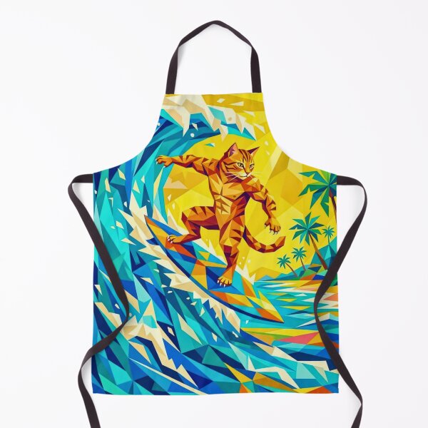 Item preview, Cubist Orange Tabby Cat Riding Massive Wave designed and sold by HAPPY HARBOR DESIGN .