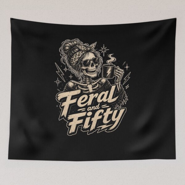 Item preview, Feral and Fifty Skeleton Messy Bun Coffee Lover designed and sold by snowry.