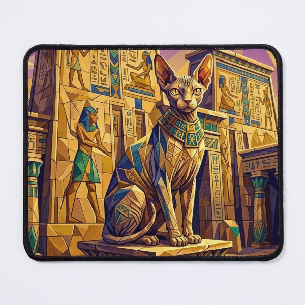 Item preview, Regal Sphynx Cat In Geometric Egyptian Temple designed and sold by HAPPY HARBOR DESIGN .