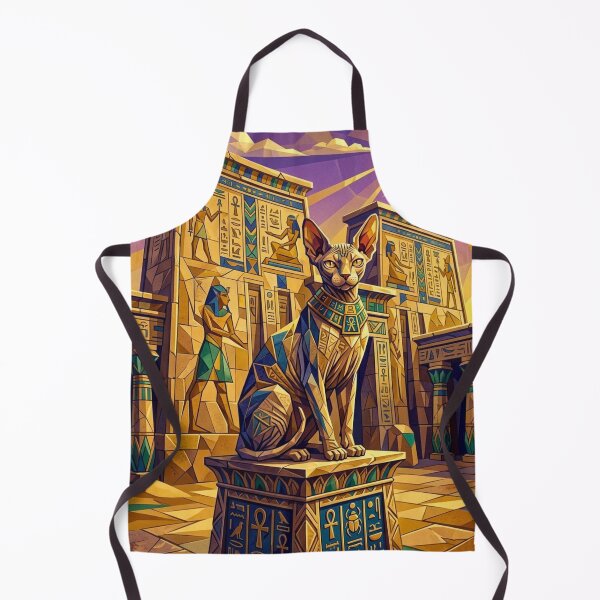 Item preview, Regal Sphynx Cat In Geometric Egyptian Temple designed and sold by HAPPY HARBOR DESIGN .