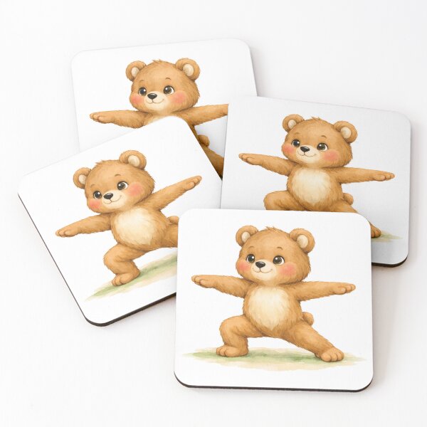 Artikelvorschau, Krieger 2 Yoga Bär Aquarelldruck entworfen und verkauft von YogiAnimalArt.