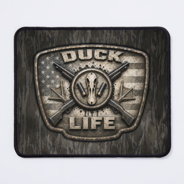 Item preview, Duck Life Waterfowl Hunting Emblem Wall Art | Vintage Duck Hunter Shotgun & American Flag Design designed and sold by artistwill.