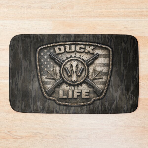Item preview, Duck Life Waterfowl Hunting Emblem Wall Art | Vintage Duck Hunter Shotgun & American Flag Design designed and sold by artistwill.