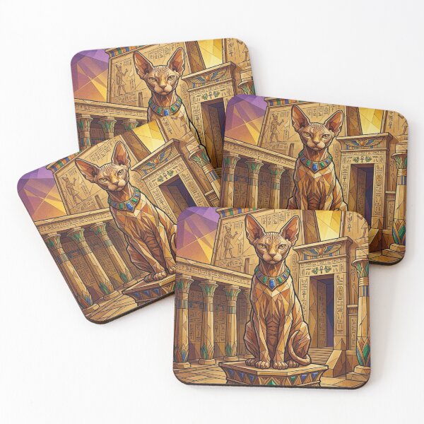 Item preview, Regal Sphynx Cat In Geometric Egyptian Temple designed and sold by HAPPY HARBOR DESIGN .